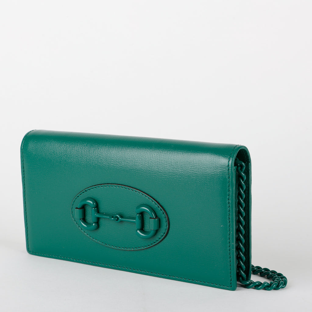 Horsebit 1955 Monochromatic Wallet on Chain, Green