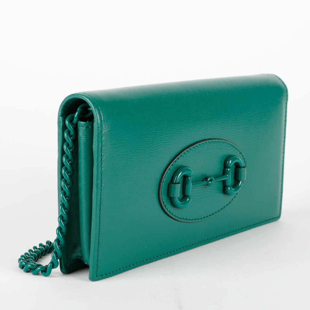 Horsebit 1955 Monochromatic Wallet on Chain, Green