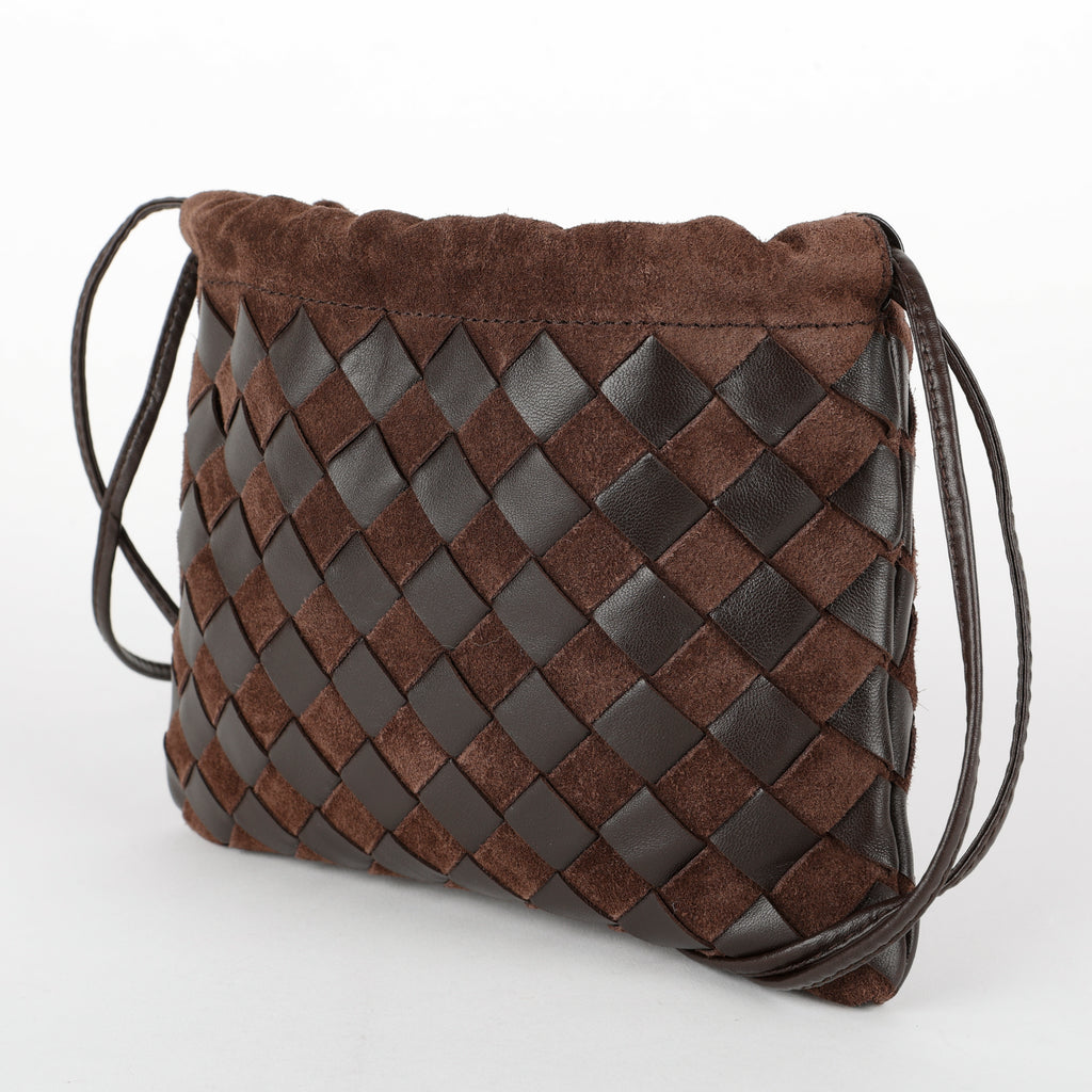 Mini Drawstring Crossbody, Brown Calfskin/Suede