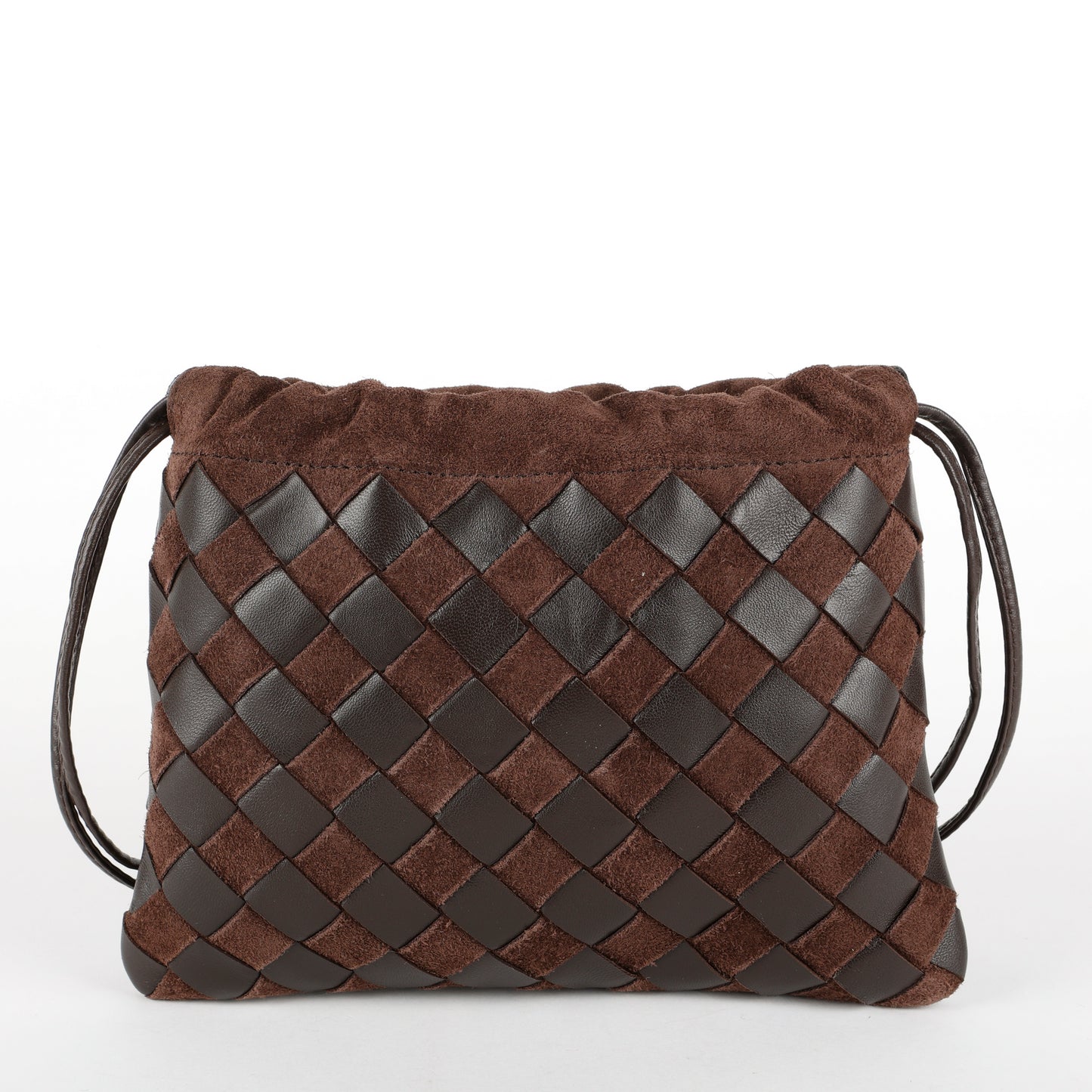 Mini Drawstring Crossbody, Brown Calfskin/Suede
