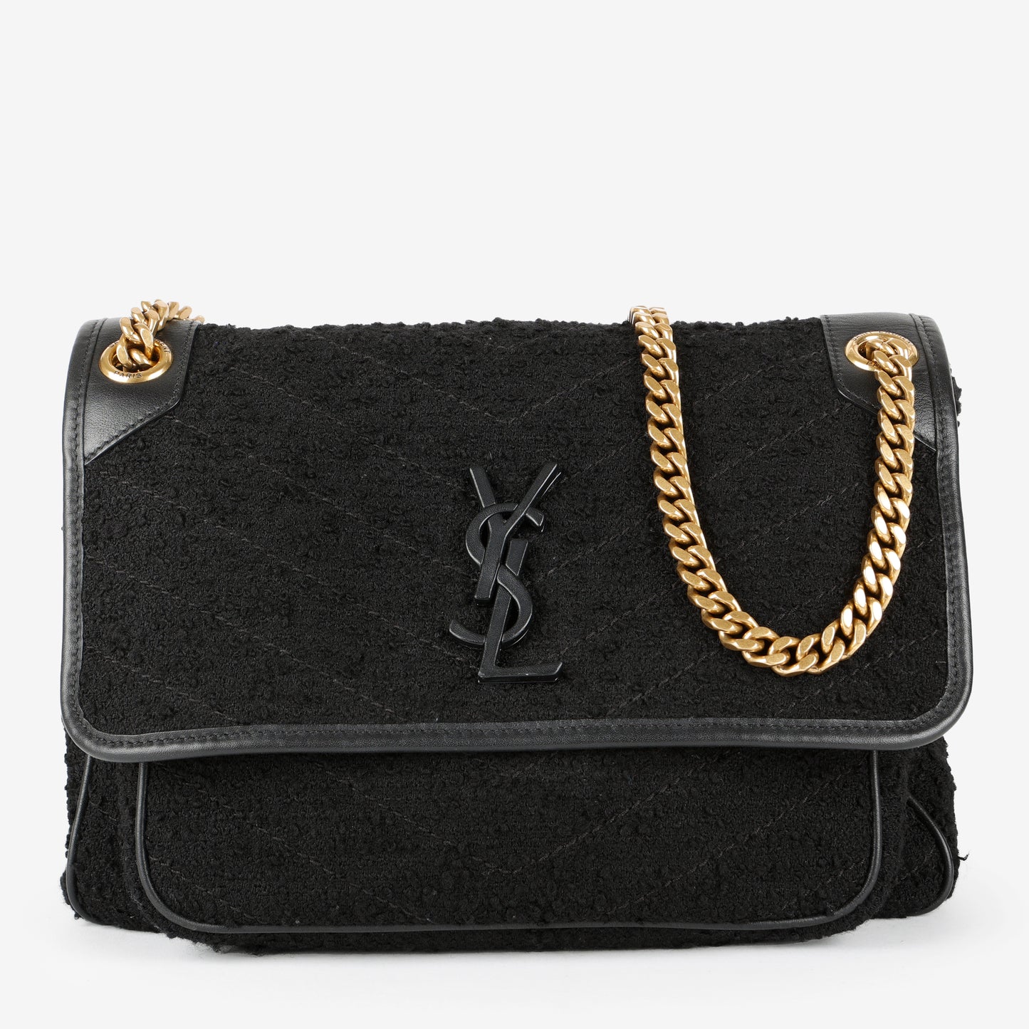 Medium Niki Chain Bag, Black Tweed
