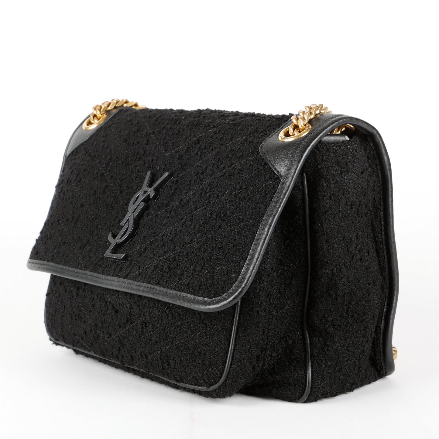 Medium Niki Chain Bag, Black Tweed