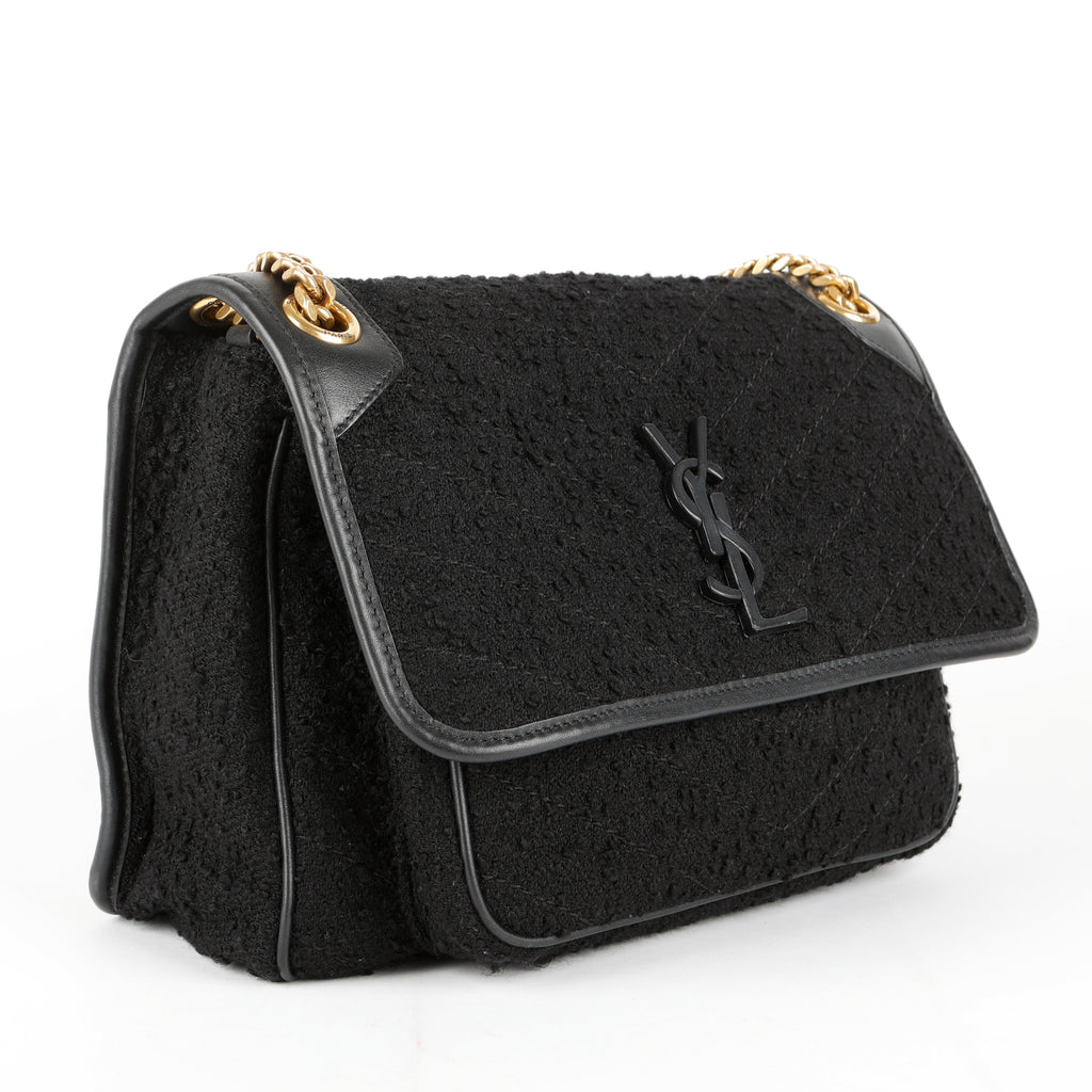 Medium Niki Chain Bag, Black Tweed