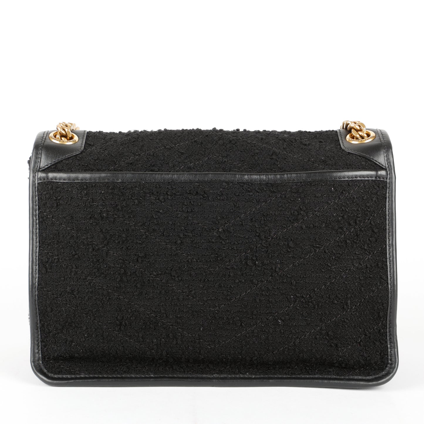 Medium Niki Chain Bag, Black Tweed