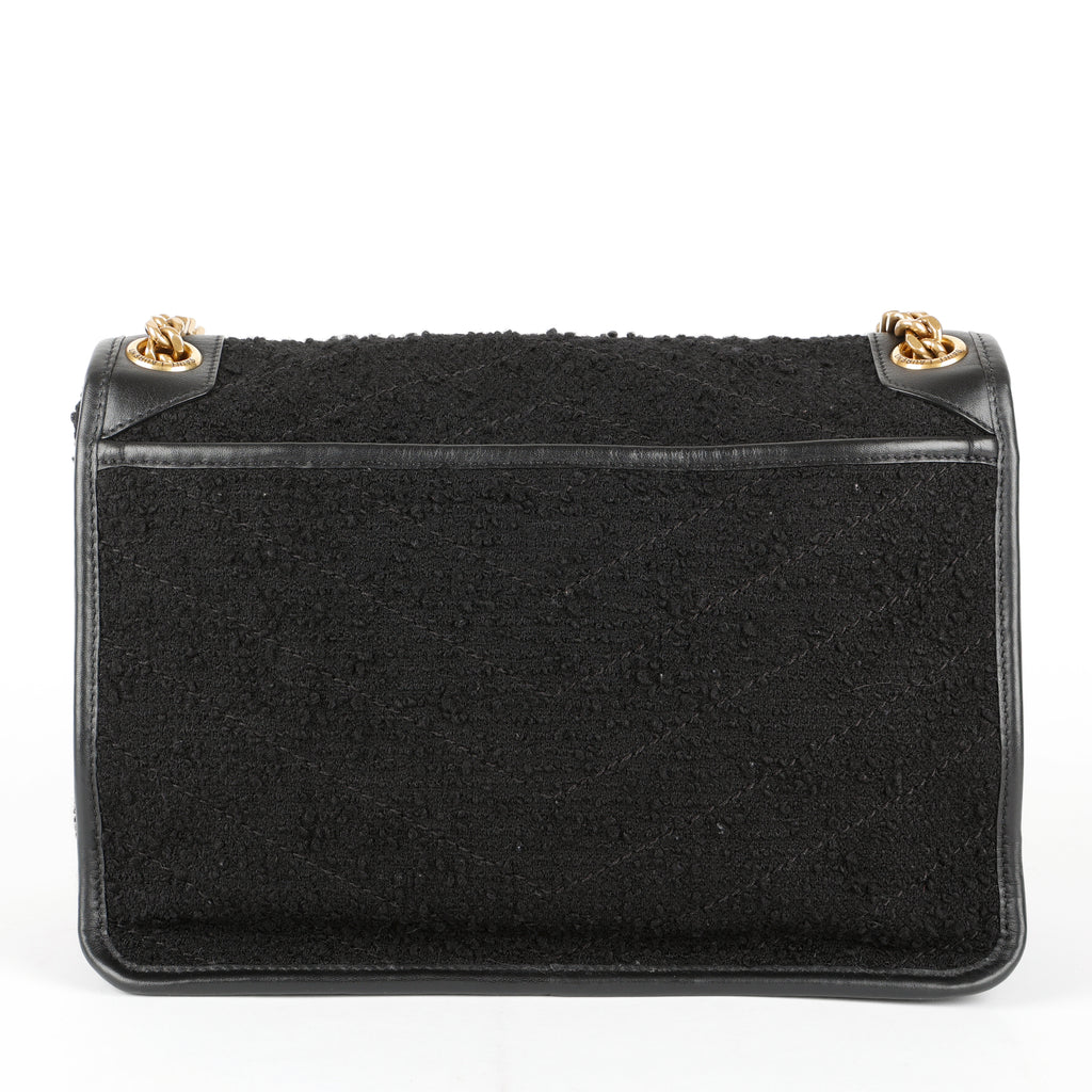 Medium Niki Chain Bag, Black Tweed