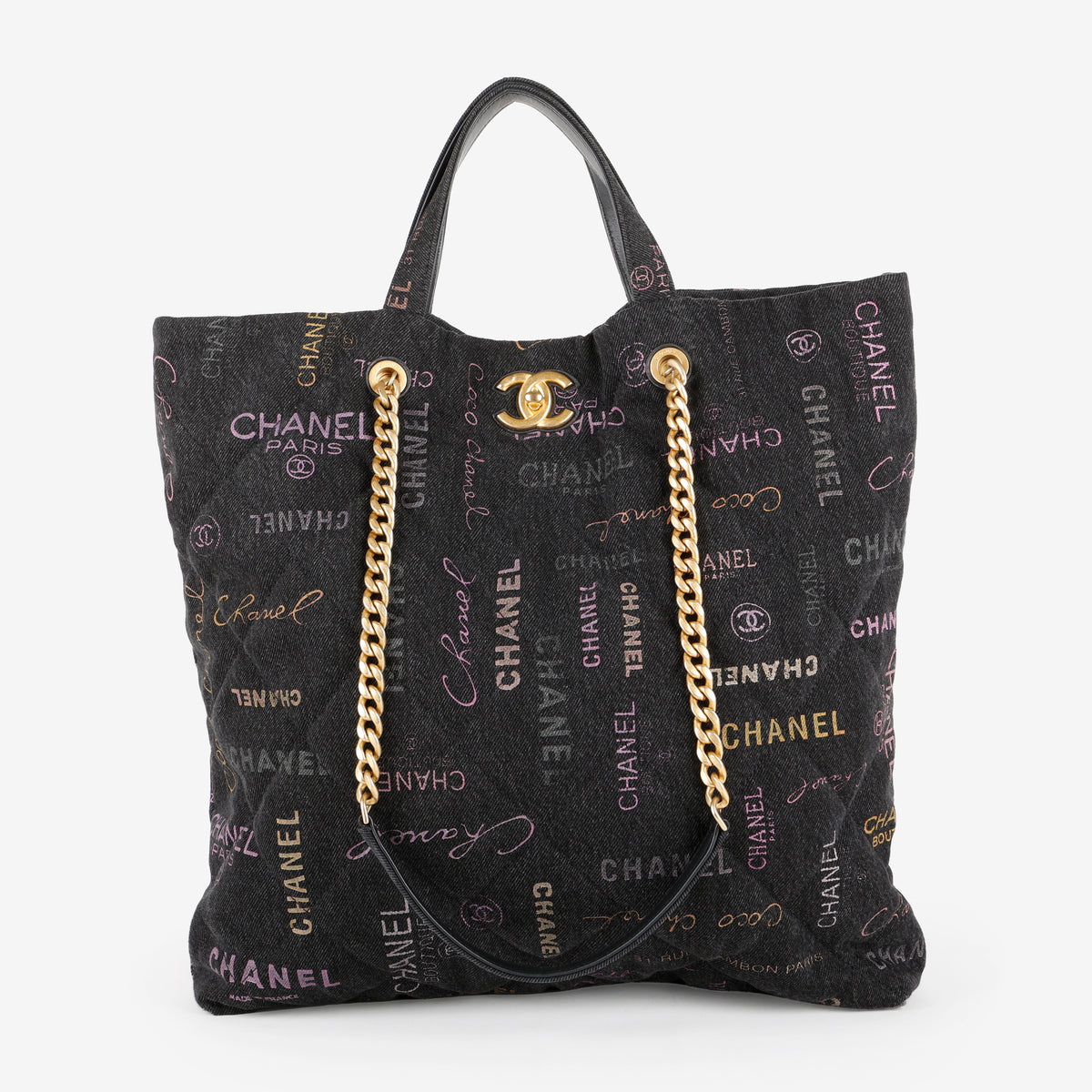 Maxi Denim Mood Shopping Tote, Black Denim