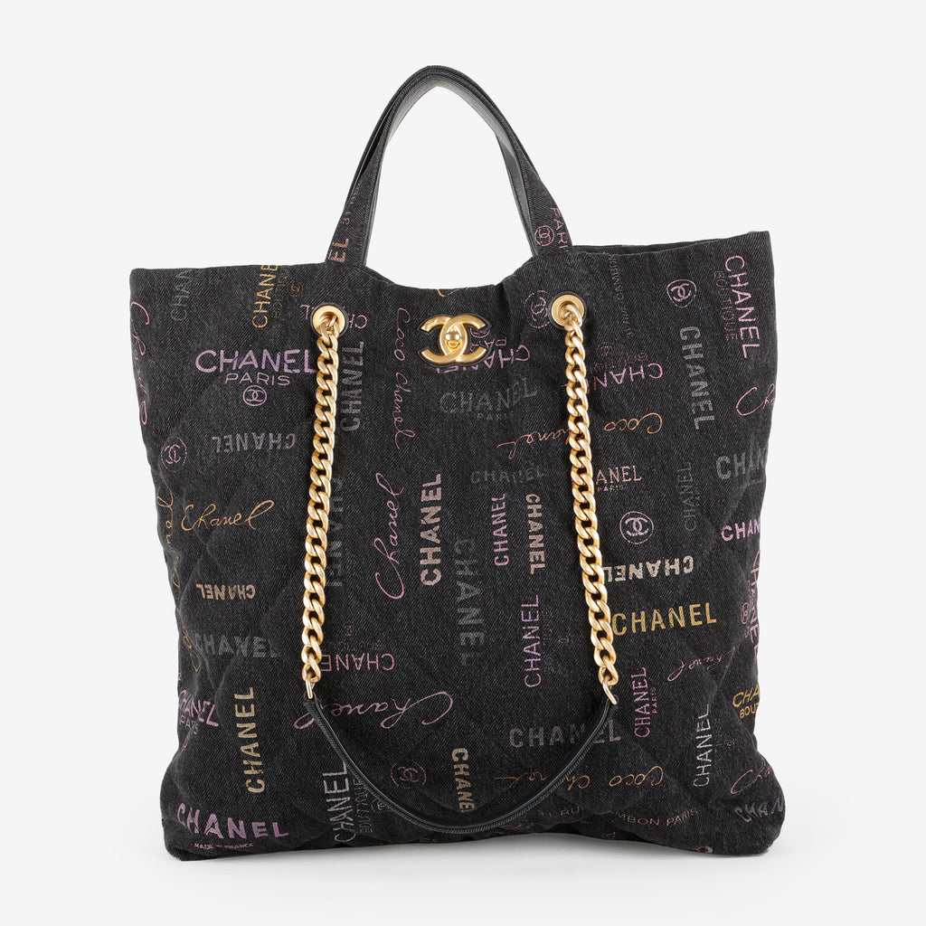 Maxi Denim Mood Shopping Tote, Black Denim