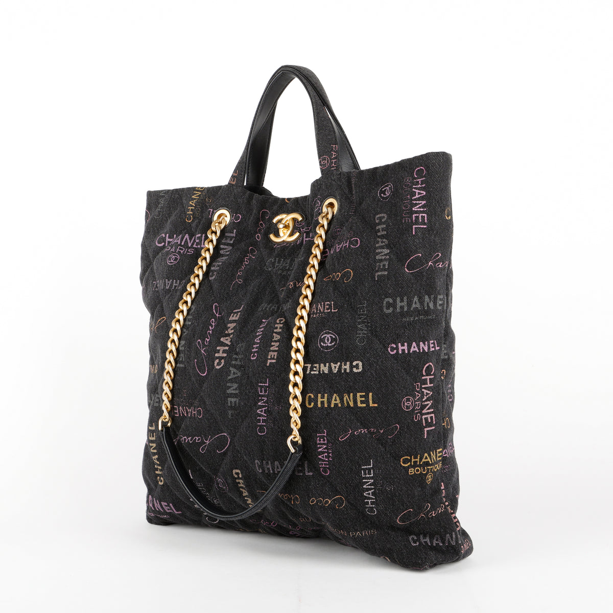 Maxi Denim Mood Shopping Tote, Black Denim