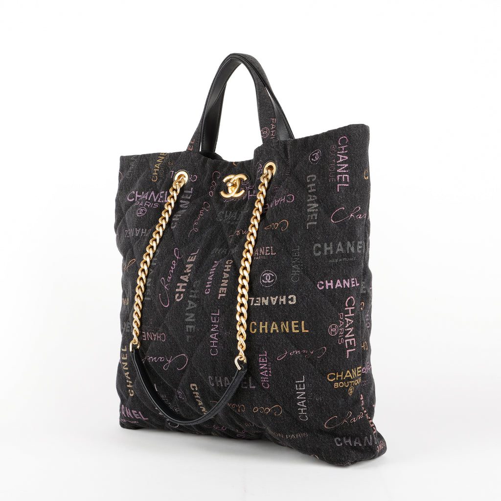 Maxi Denim Mood Shopping Tote, Black Denim