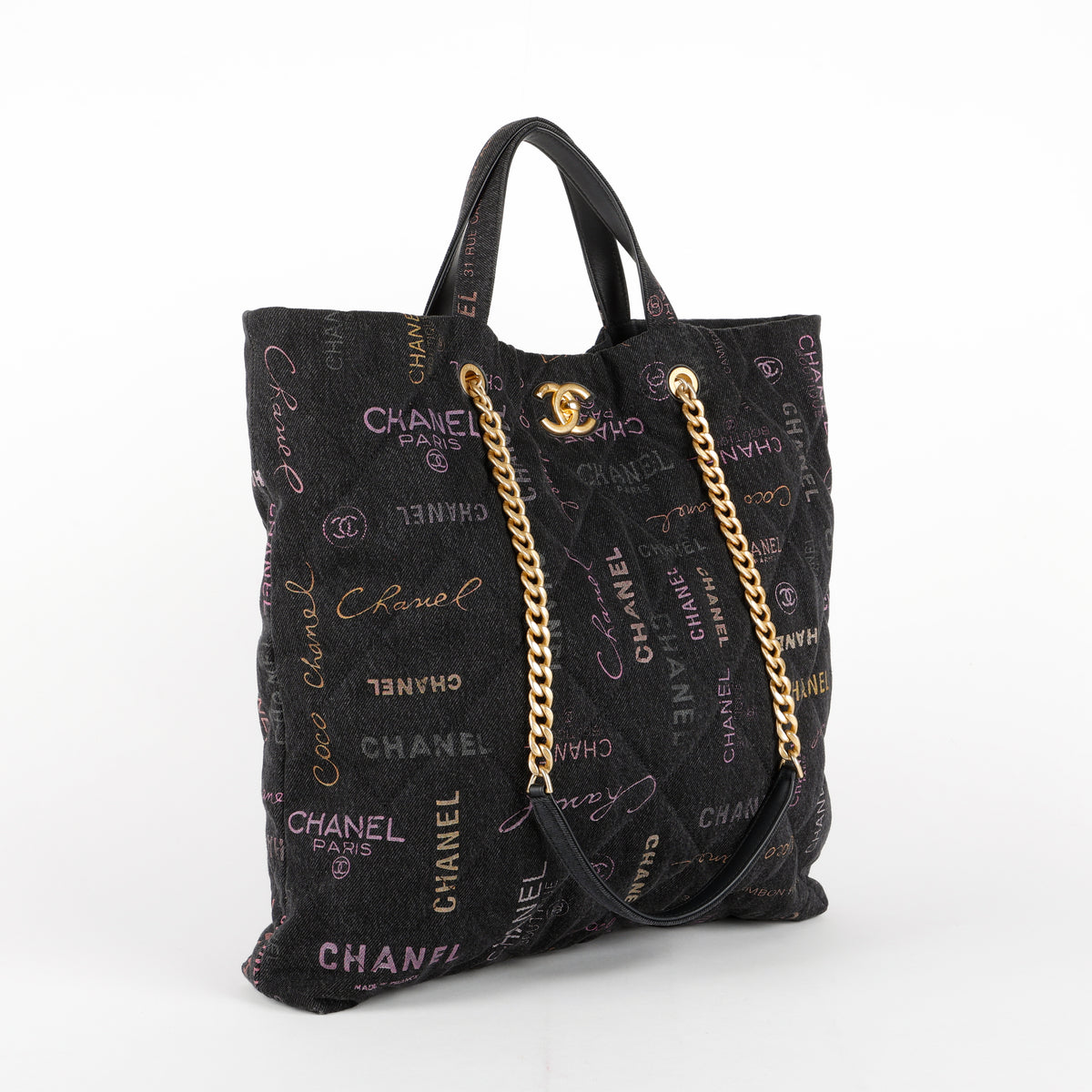 Maxi Denim Mood Shopping Tote, Black Denim