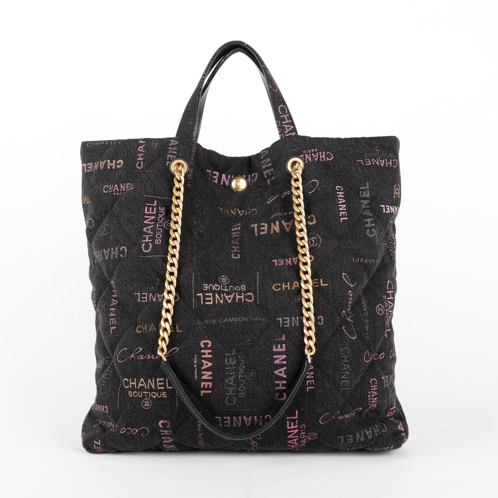 Maxi Denim Mood Shopping Tote, Black Denim