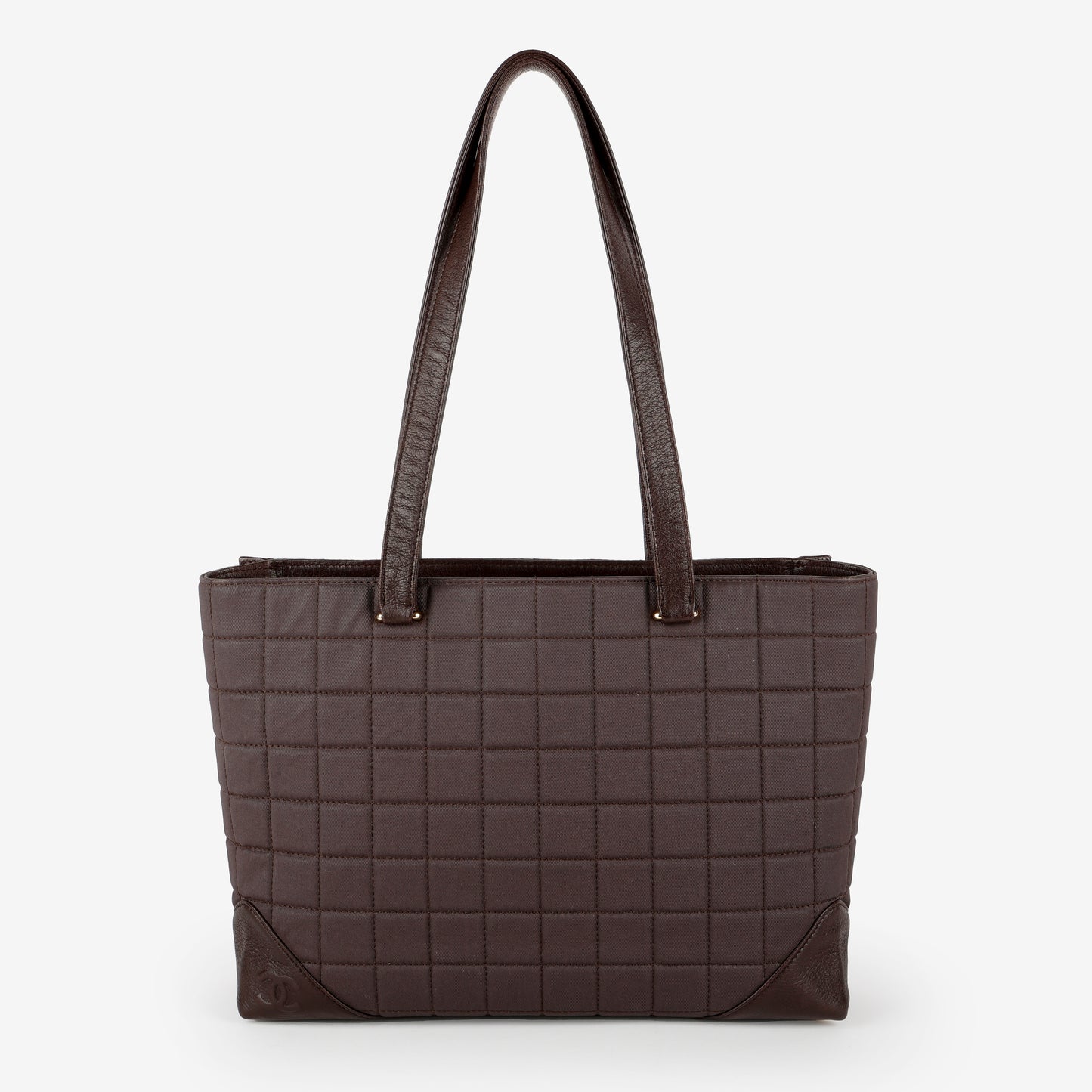 Vintage Chocolate Bar Tote, Brown Canvas/Lambskin