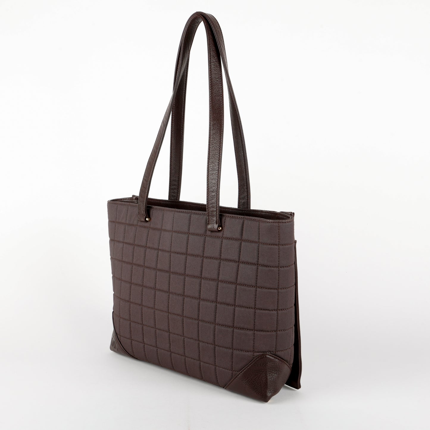 Vintage Chocolate Bar Tote, Brown Canvas/Lambskin