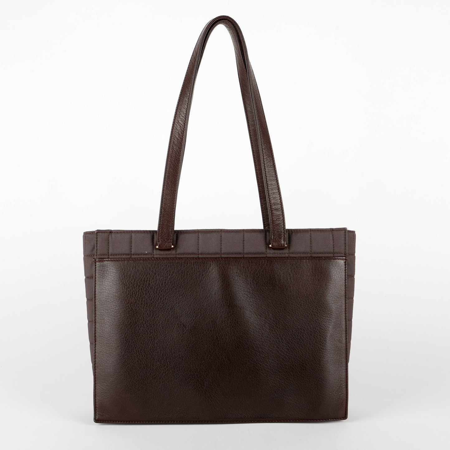 Vintage Chocolate Bar Tote, Brown Canvas/Lambskin