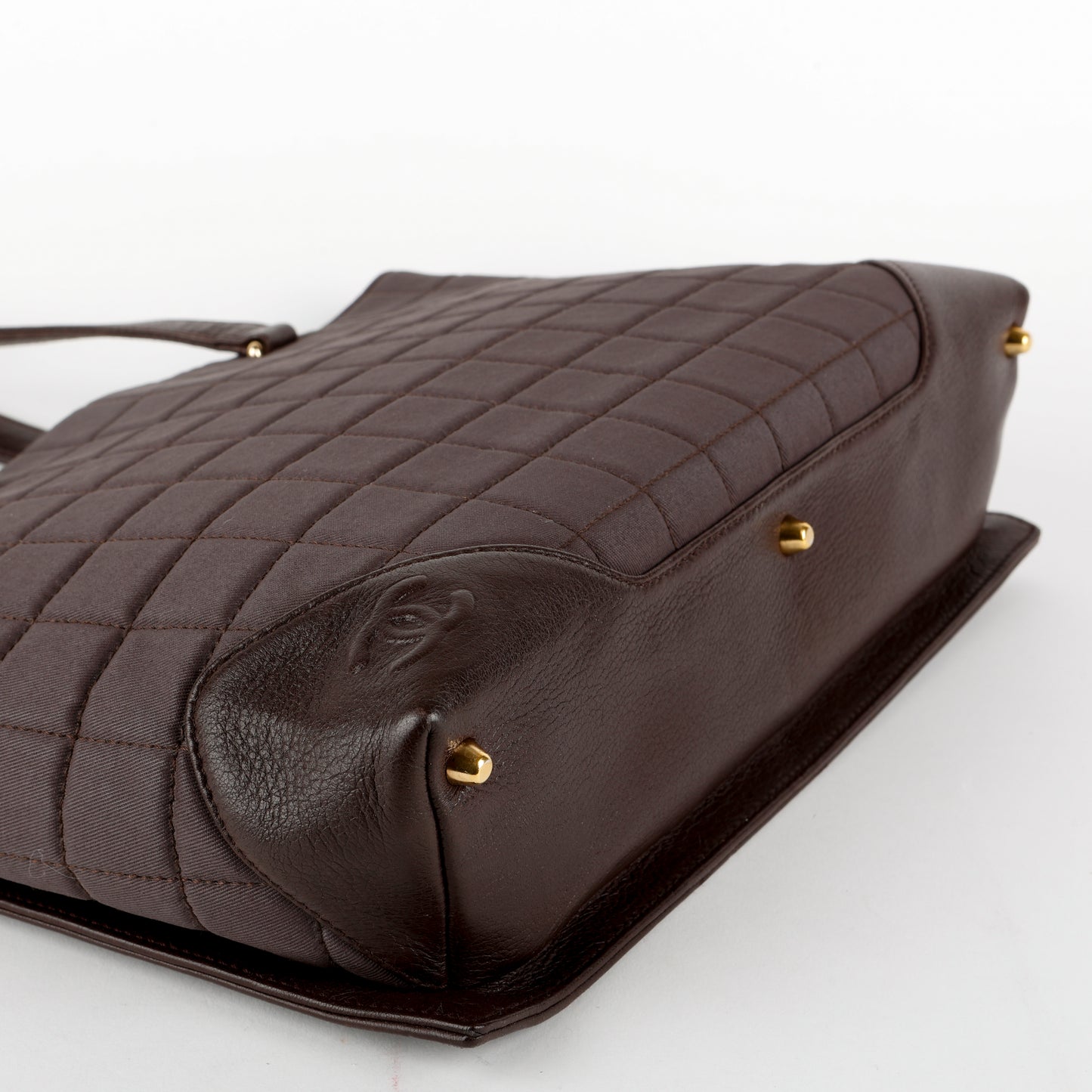 Vintage Chocolate Bar Tote, Brown Canvas/Lambskin