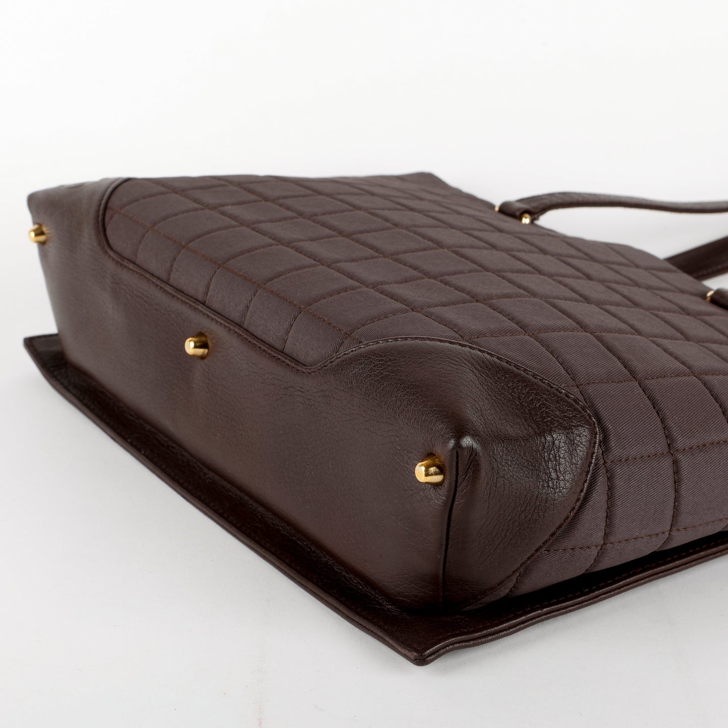 Vintage Chocolate Bar Tote, Brown Canvas/Lambskin