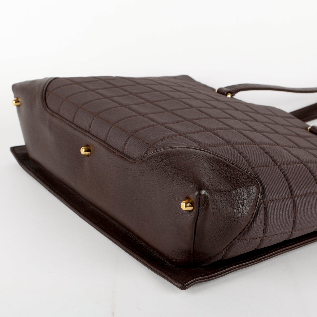 Vintage Chocolate Bar Tote, Brown Canvas/Lambskin
