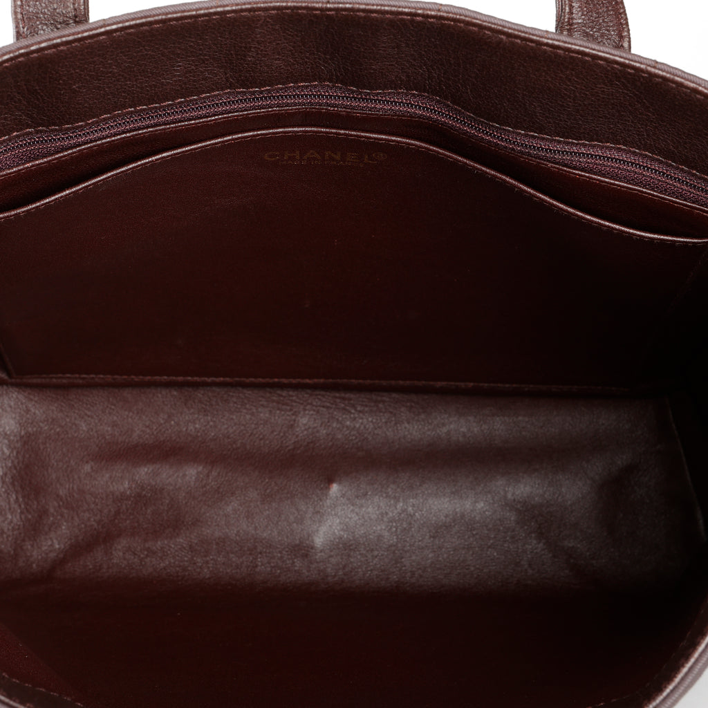 Vintage Chocolate Bar Tote, Brown Canvas/Lambskin