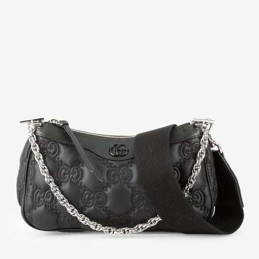 GG Matelasse Small Shoulder Bag, Black Nylon