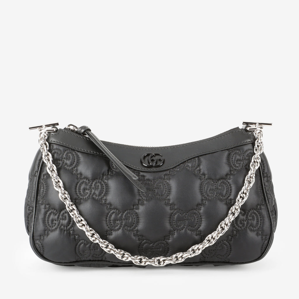 GG Matelasse Small Shoulder Bag, Black Nylon