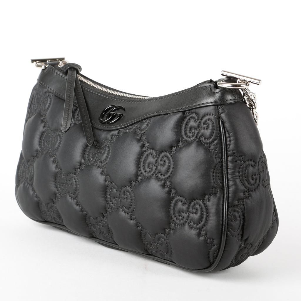 GG Matelasse Small Shoulder Bag, Black Nylon