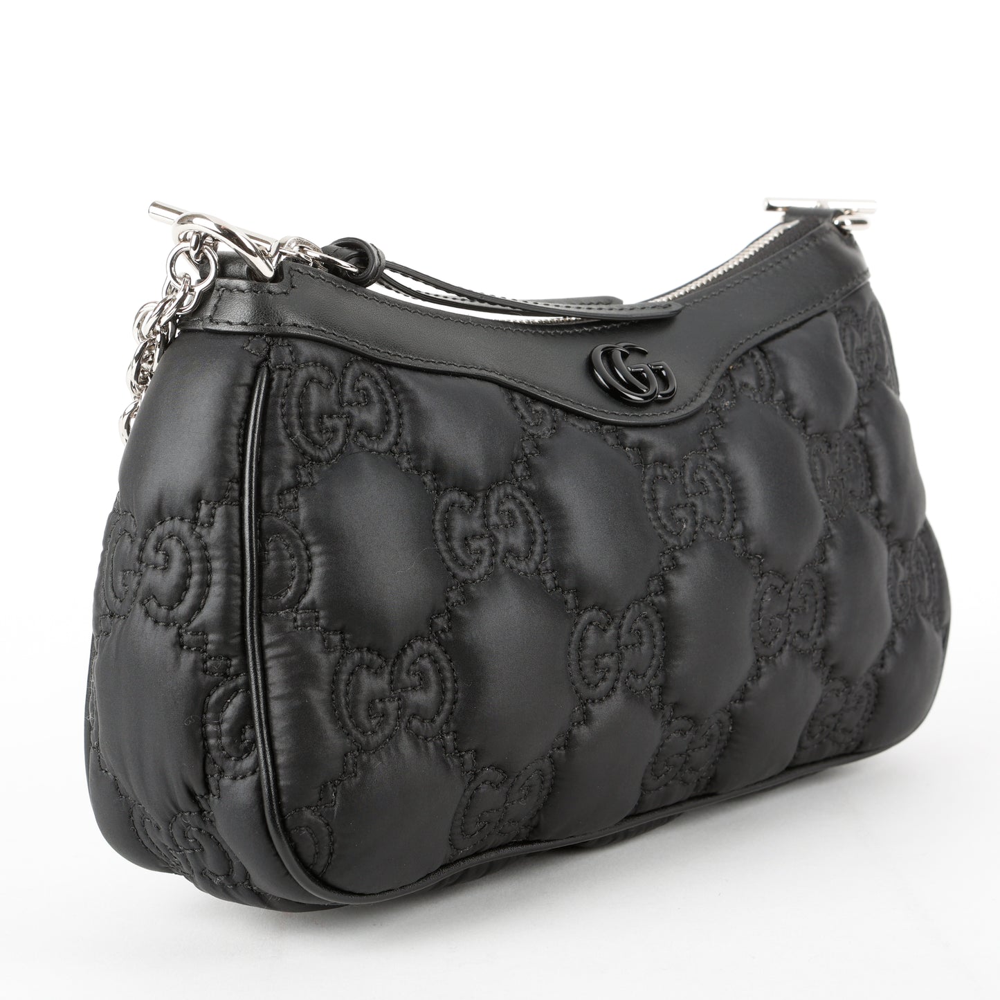 GG Matelasse Small Shoulder Bag, Black Nylon