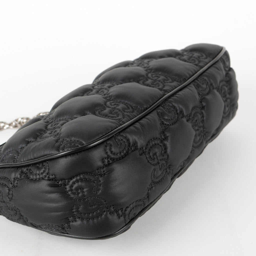 GG Matelasse Small Shoulder Bag, Black Nylon