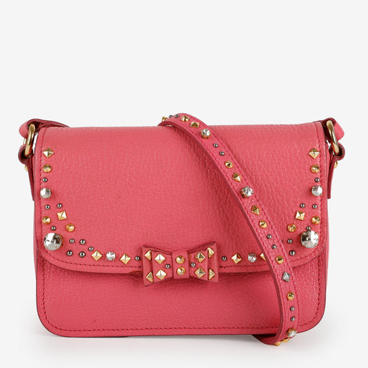 Studded Madras Crystal Crossbody, Fuchsia