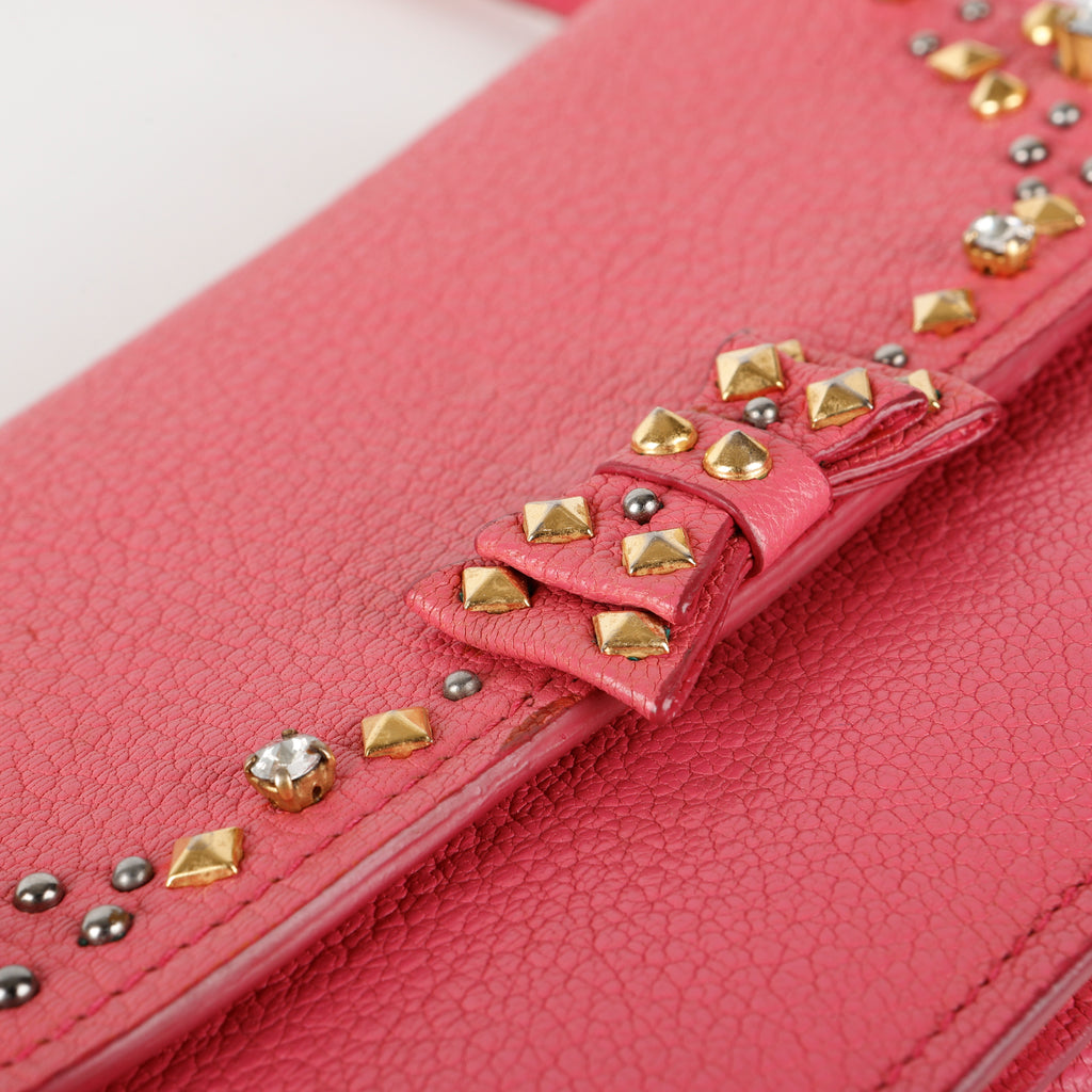 Studded Madras Crystal Crossbody, Fuchsia