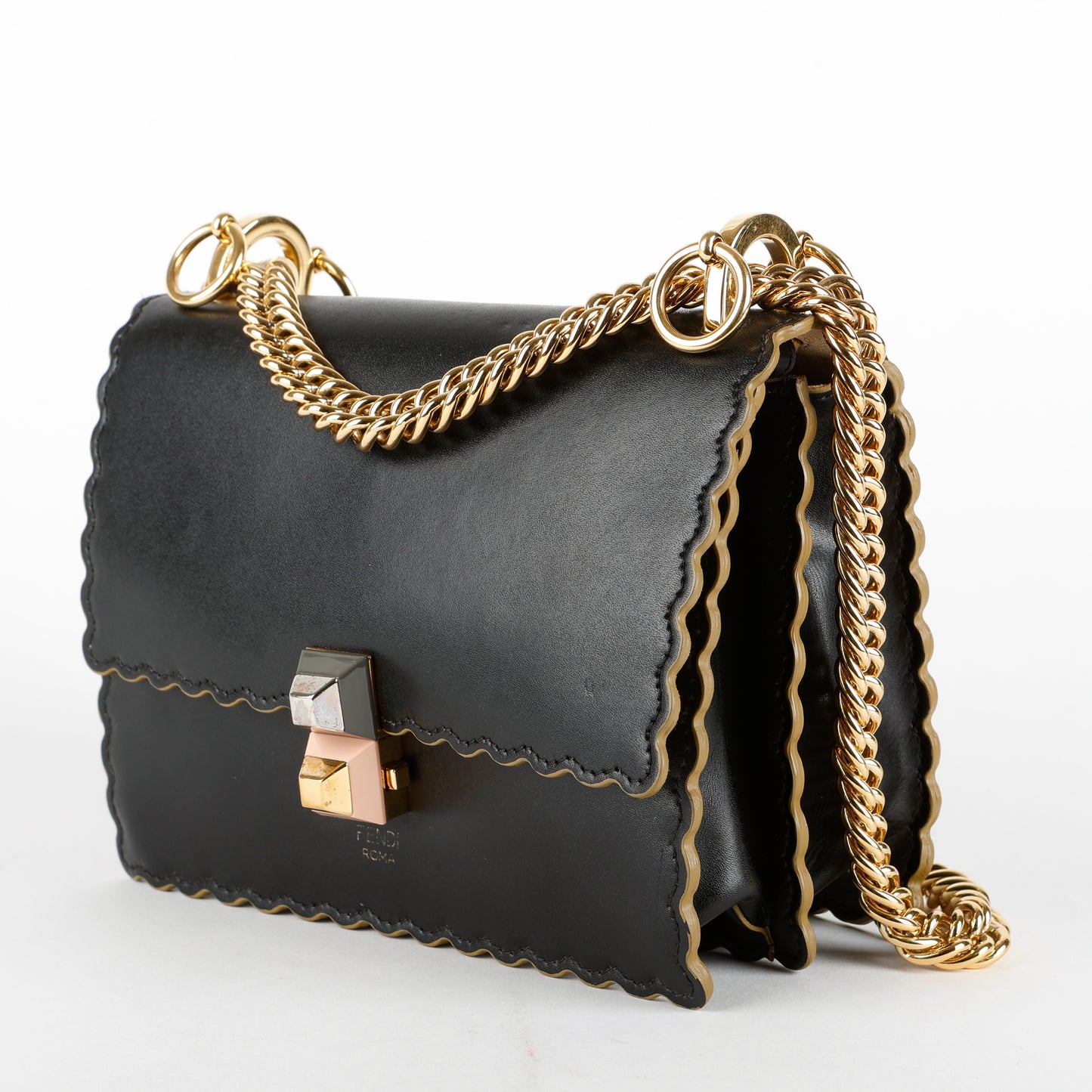 Small Kan I Chain Bag, Black GHW (C)