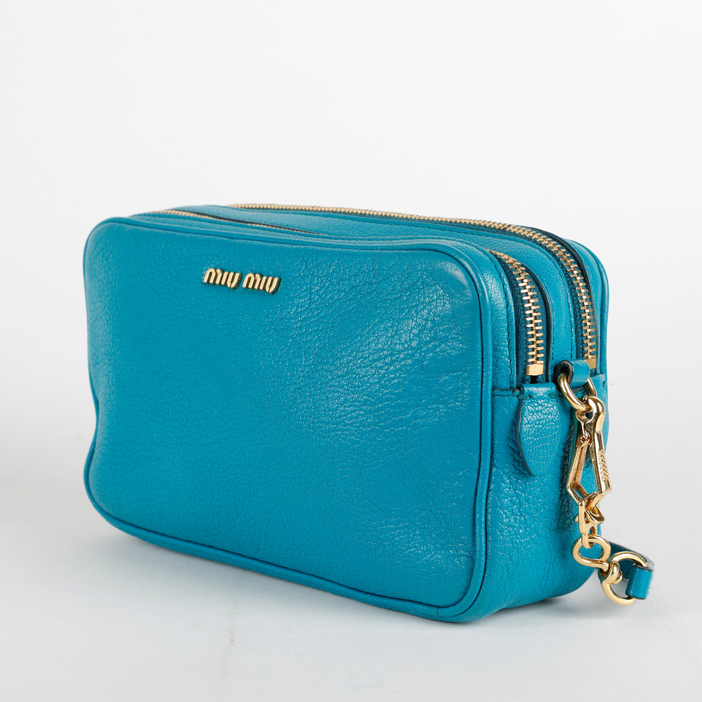 Double Zip Camera Bag, Blue Goatskin GHW