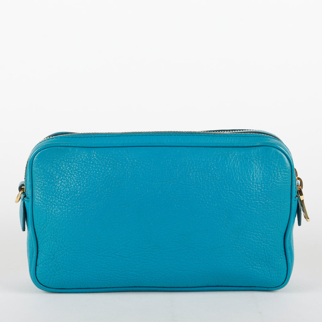 Double Zip Camera Bag, Blue Goatskin GHW