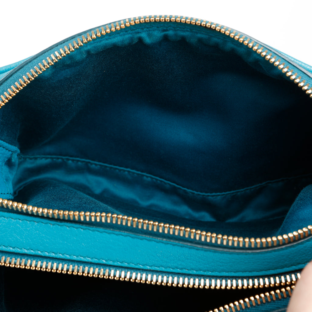 Double Zip Camera Bag, Blue Goatskin GHW
