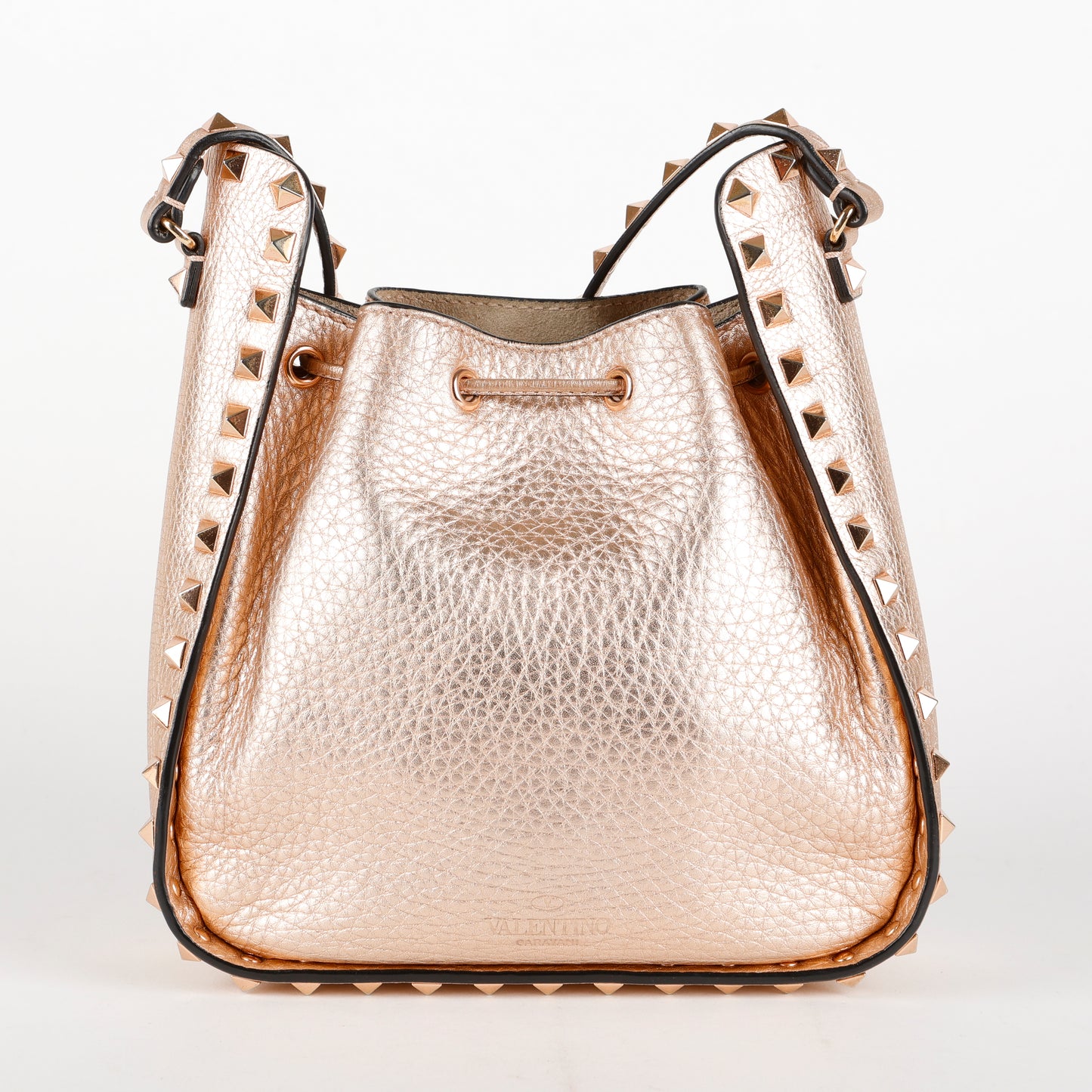 Rockstud Bucket Bag, Rose Gold Calfskin