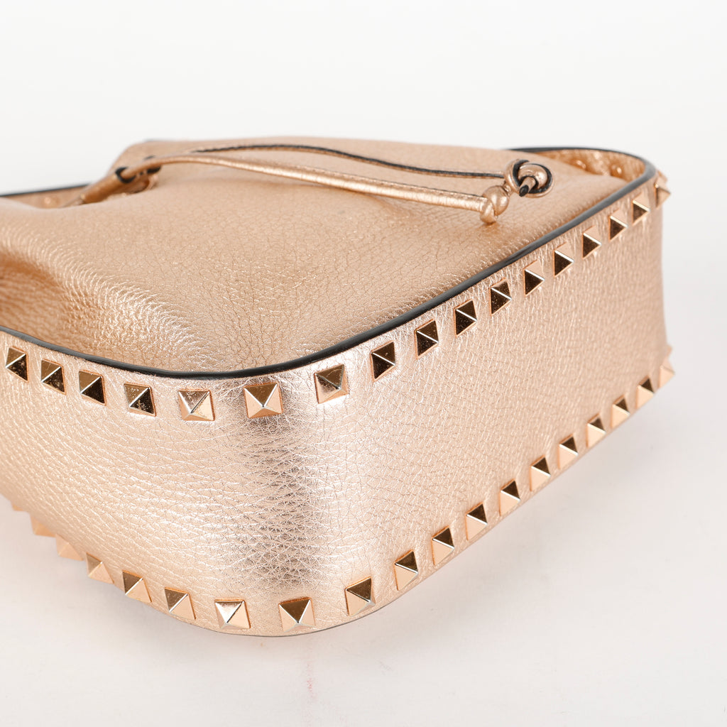 Rockstud Bucket Bag, Rose Gold Calfskin