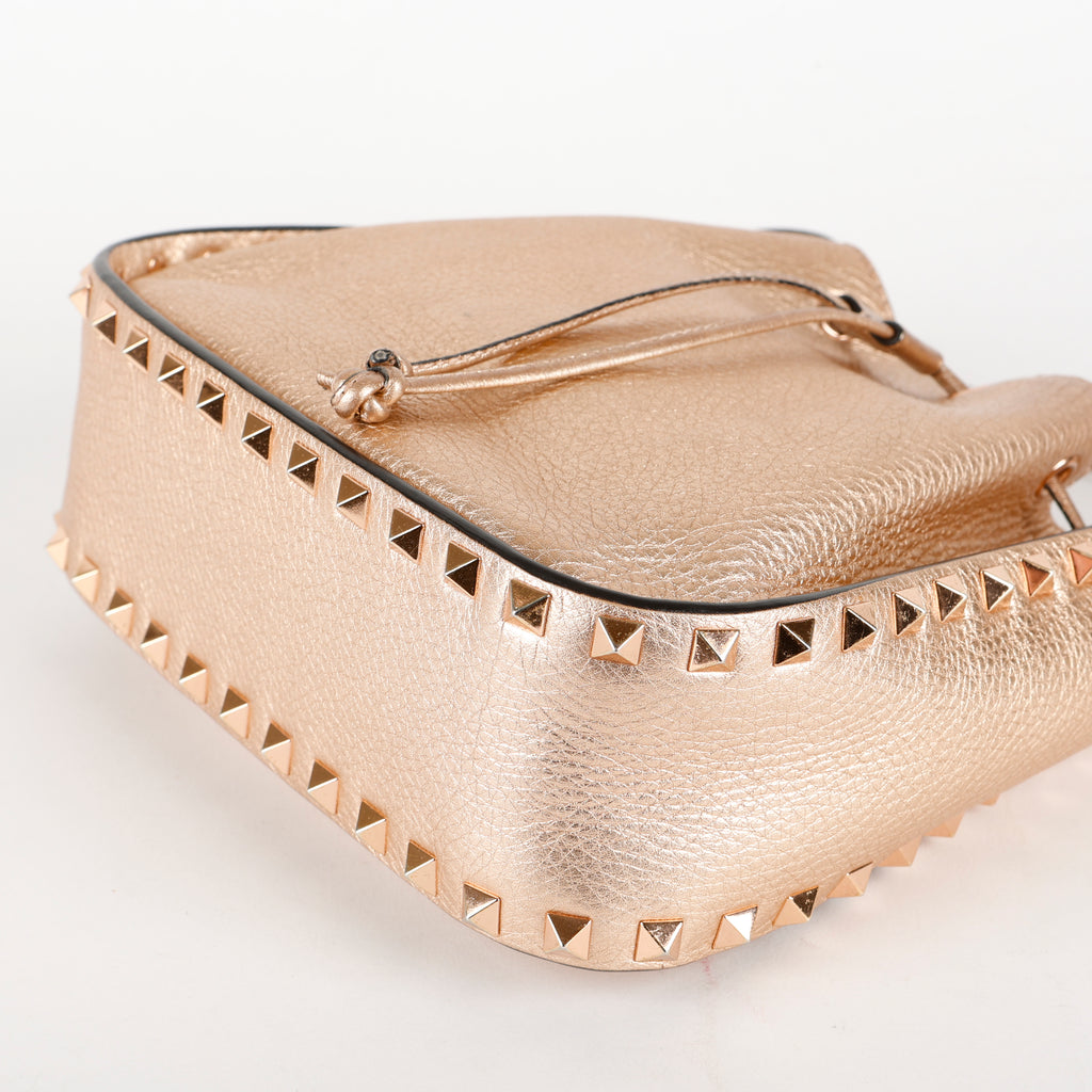 Rockstud Bucket Bag, Rose Gold Calfskin