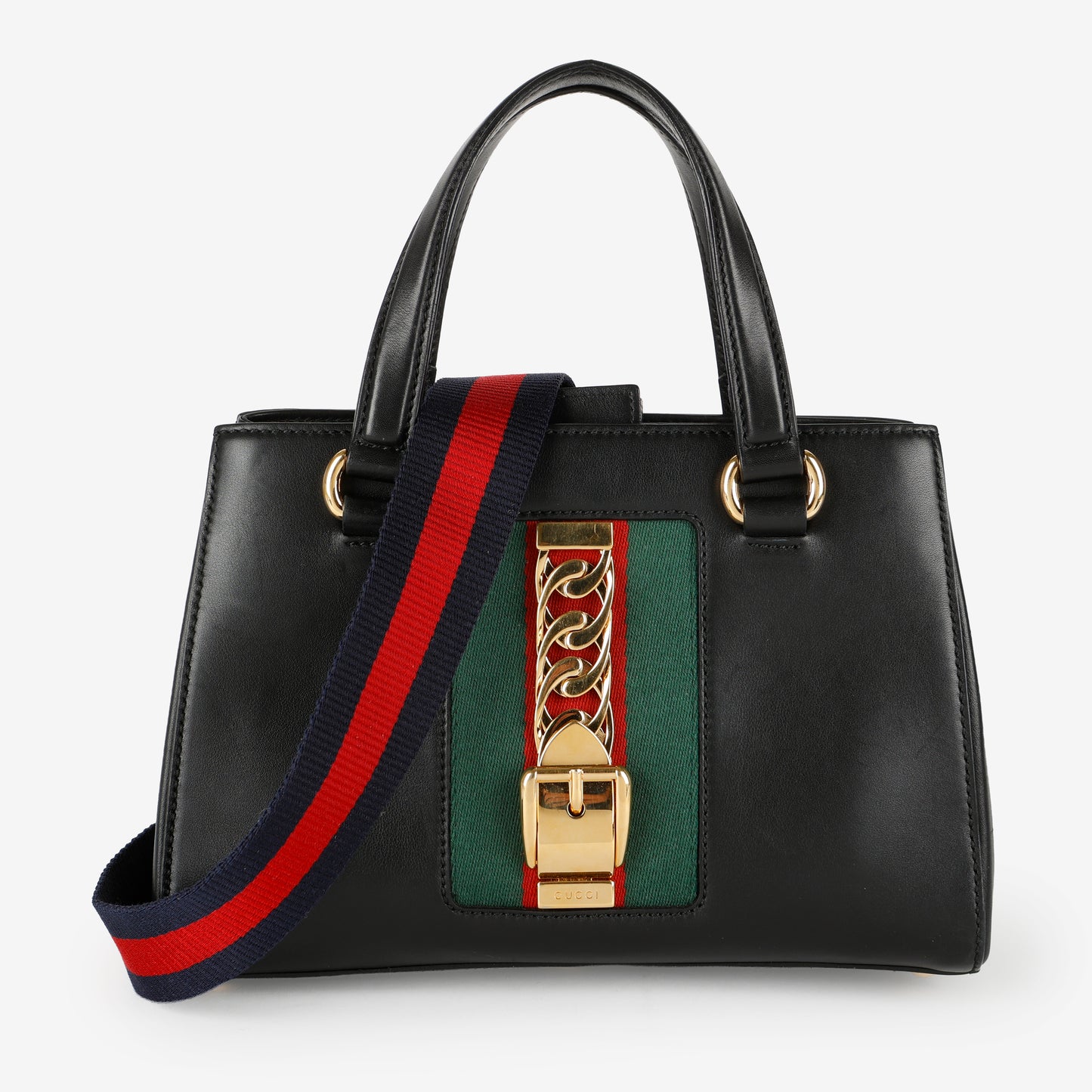 Small  Sylvie Tote, Black Calfskin
