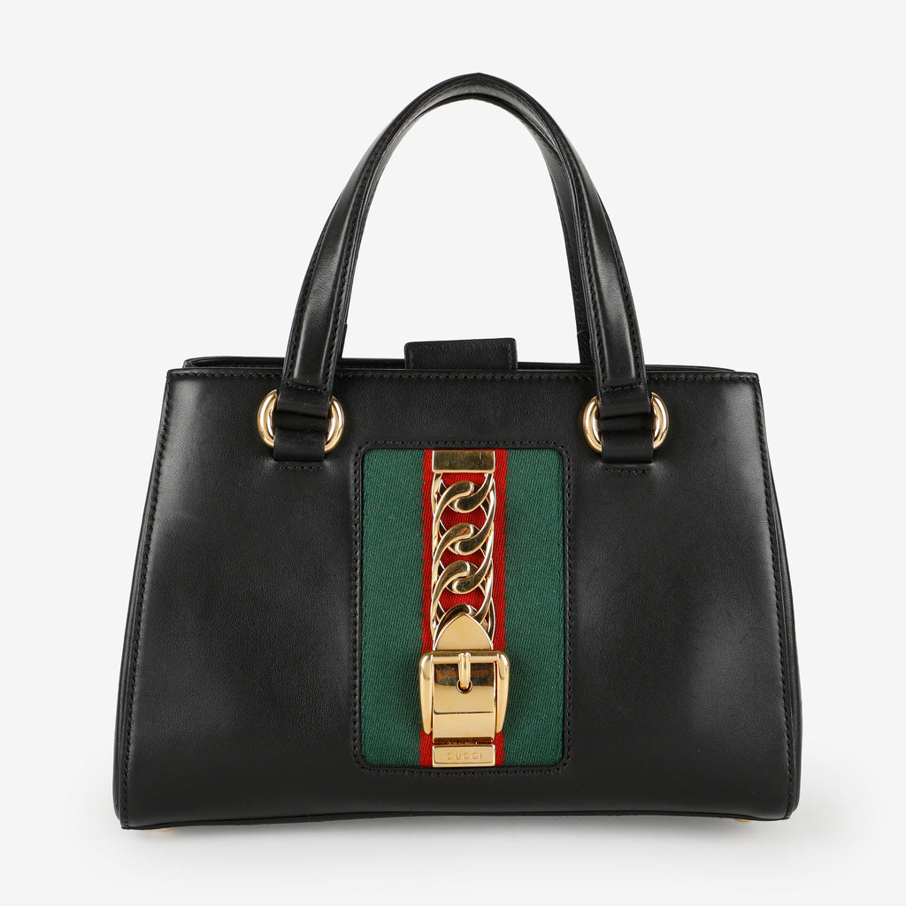 Small  Sylvie Tote, Black Calfskin