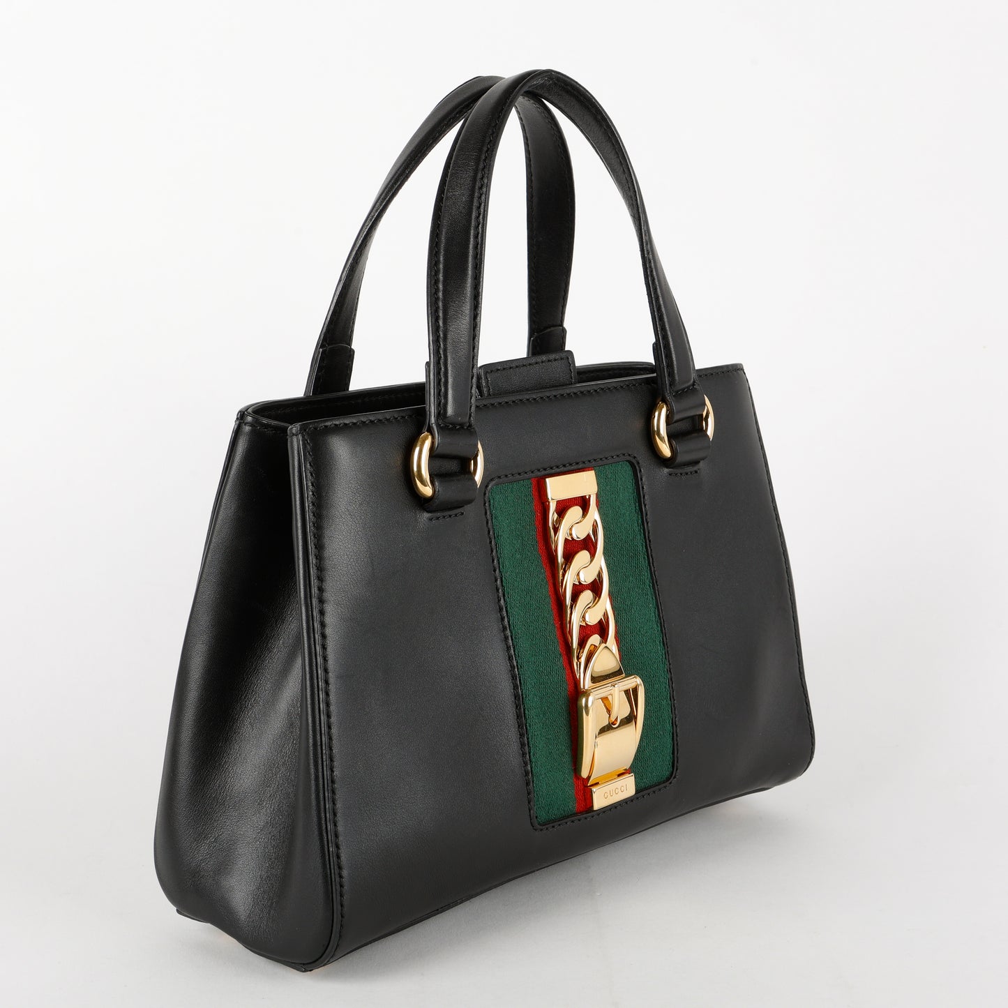 Small  Sylvie Tote, Black Calfskin