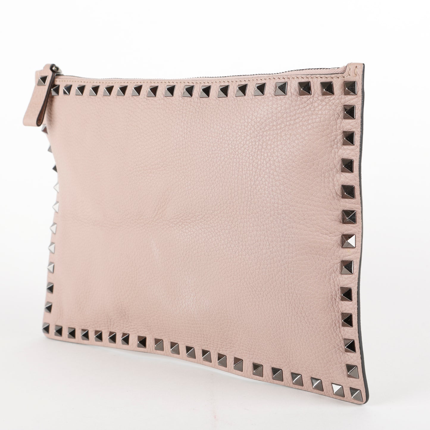 Medium Rockstud Zip Clutch, Mauve