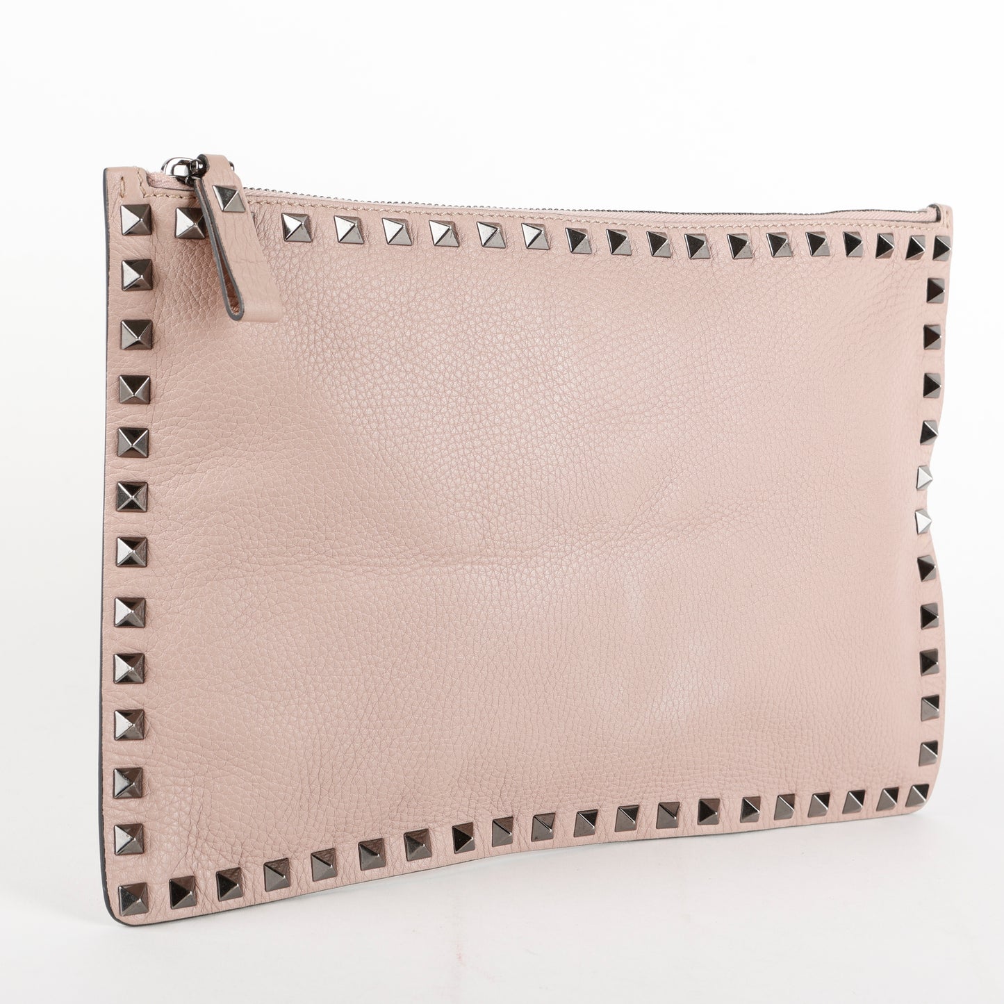 Medium Rockstud Zip Clutch, Mauve