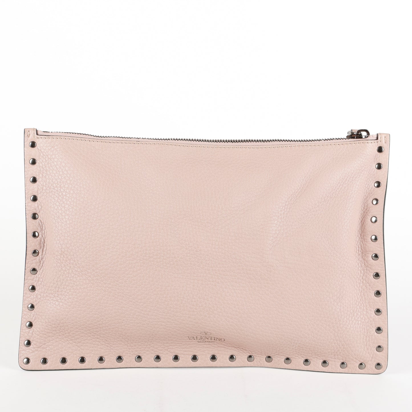 Medium Rockstud Zip Clutch, Mauve