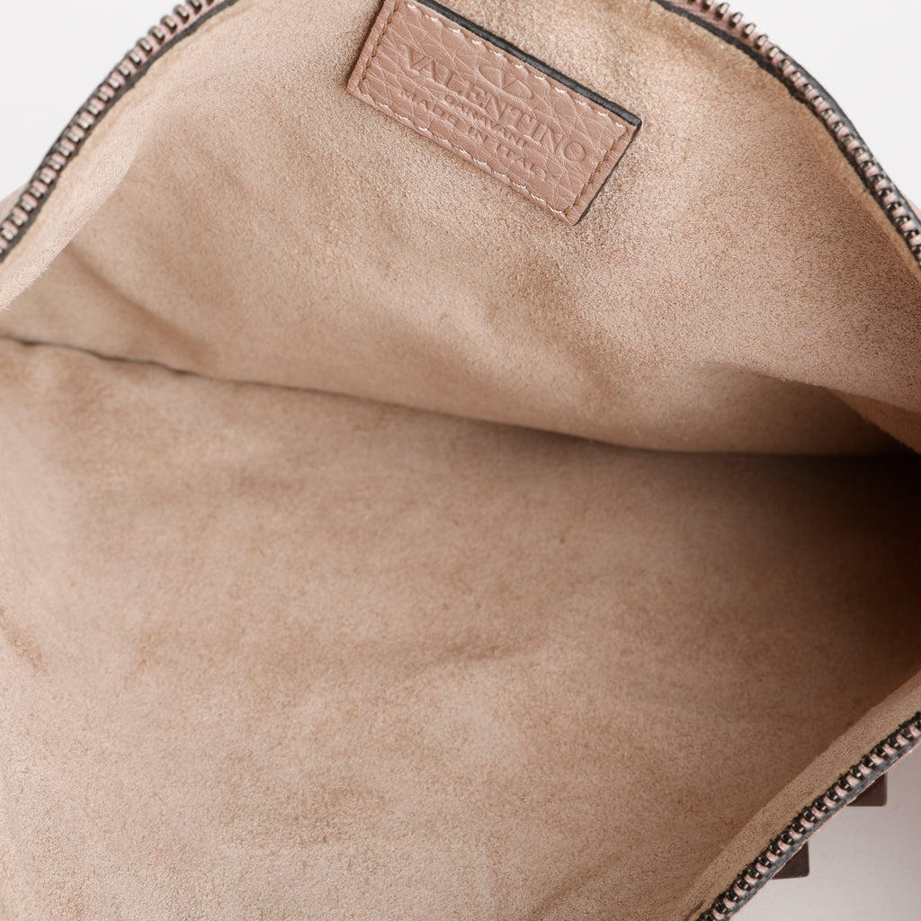 Medium Rockstud Zip Clutch, Mauve