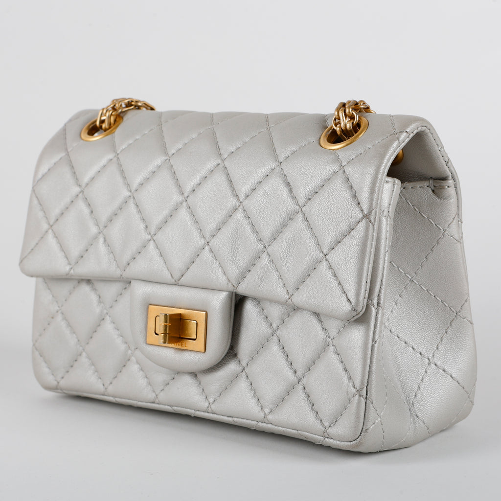 Mini Reissue 2.55 Flap, Silver Aged Calfskin