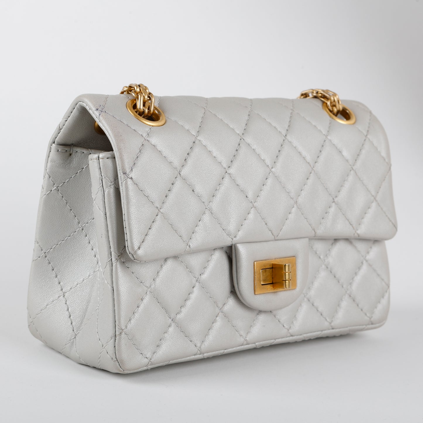 Mini Reissue 2.55 Flap, Silver Aged Calfskin