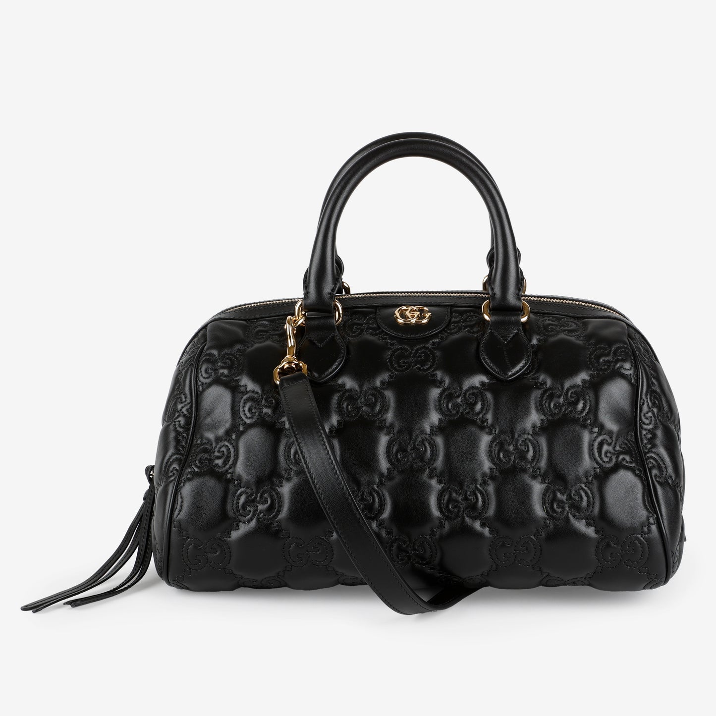 Medium GG Matelasse Bowler Bag, Black Calfskin