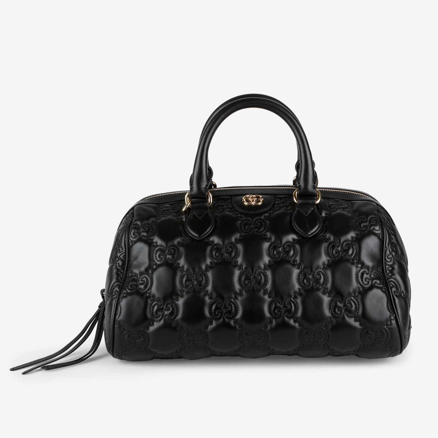 Medium GG Matelasse Bowler Bag, Black Calfskin