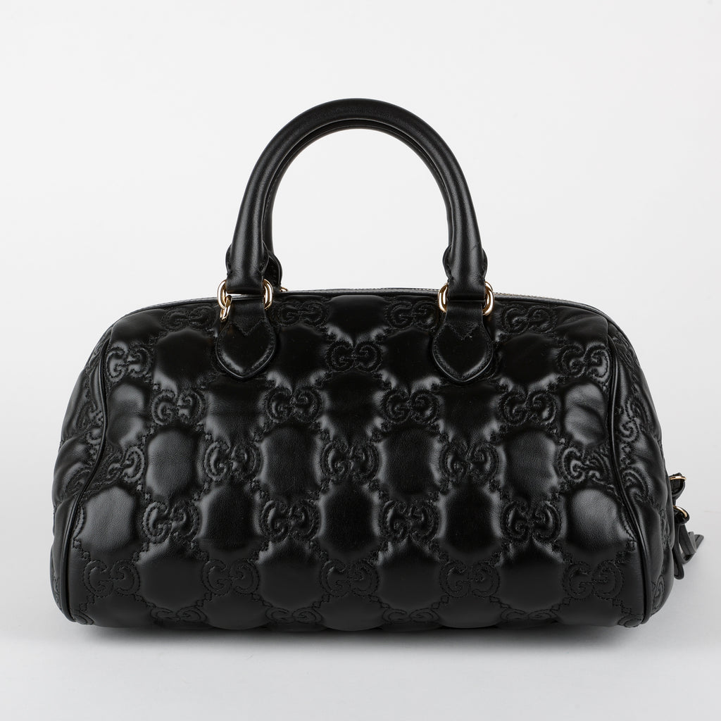Medium GG Matelasse Bowler Bag, Black Calfskin