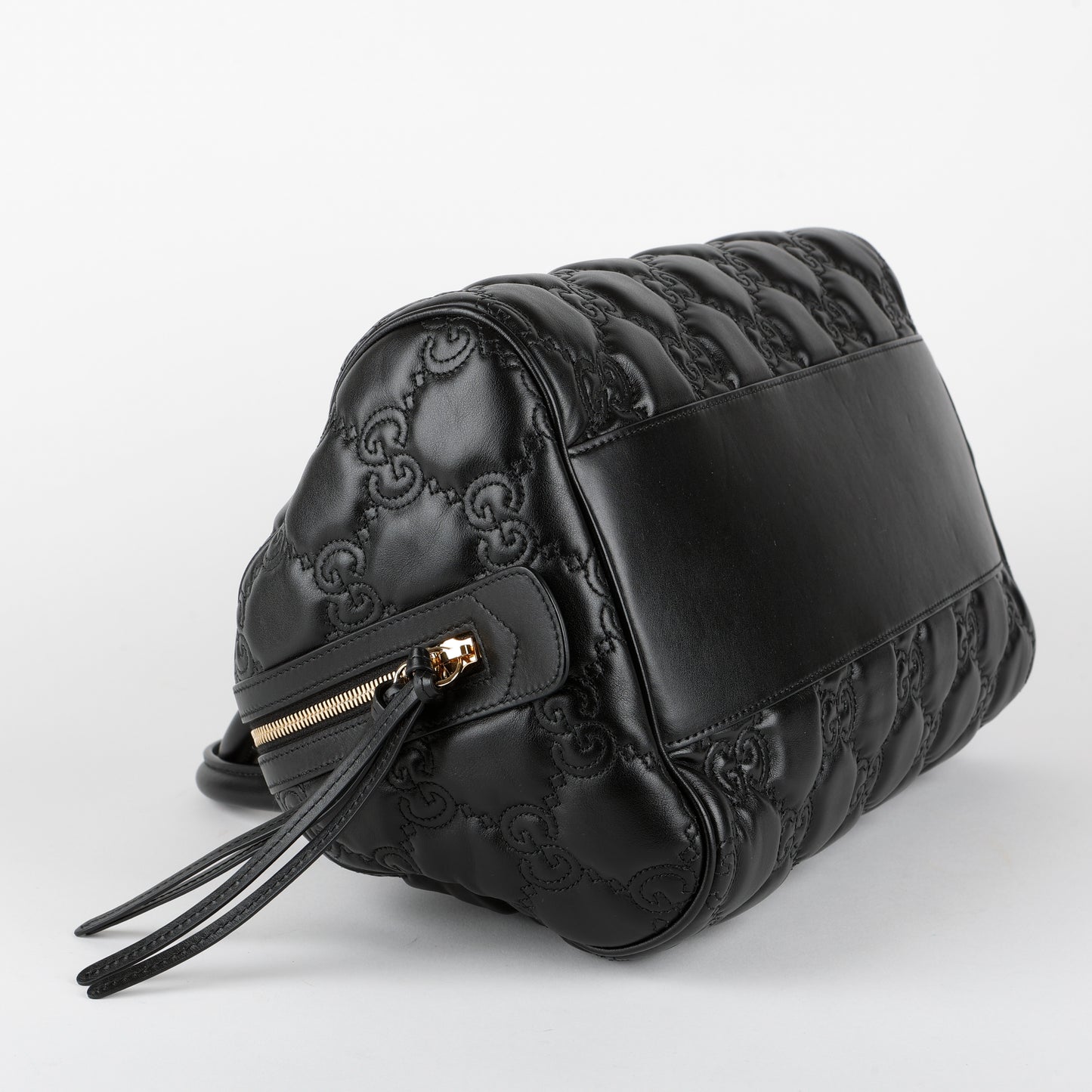 Medium GG Matelasse Bowler Bag, Black Calfskin