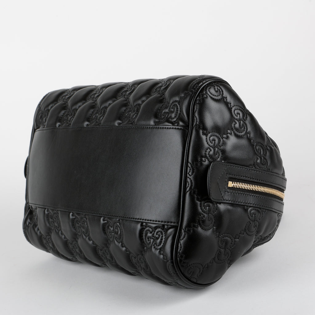 Medium GG Matelasse Bowler Bag, Black Calfskin